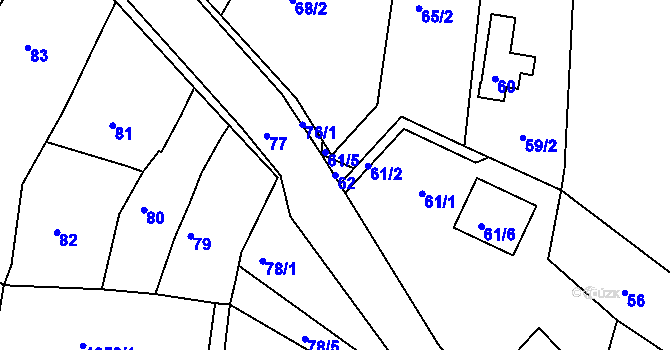Parcela st. 62 v KÚ Střelice u Brna, Katastrální mapa