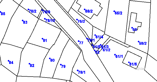 Parcela st. 77 v KÚ Střelice u Brna, Katastrální mapa