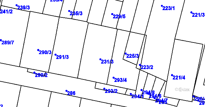 Parcela st. 229/3 v KÚ Střelice u Brna, Katastrální mapa