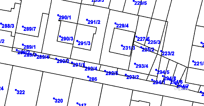 Parcela st. 231/2 v KÚ Střelice u Brna, Katastrální mapa