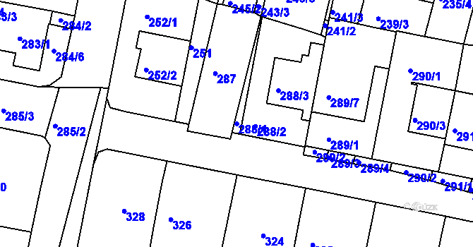 Parcela st. 288/1 v KÚ Střelice u Brna, Katastrální mapa