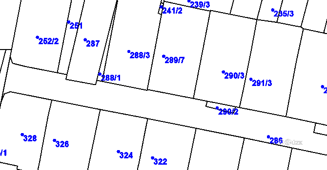 Parcela st. 289/1 v KÚ Střelice u Brna, Katastrální mapa