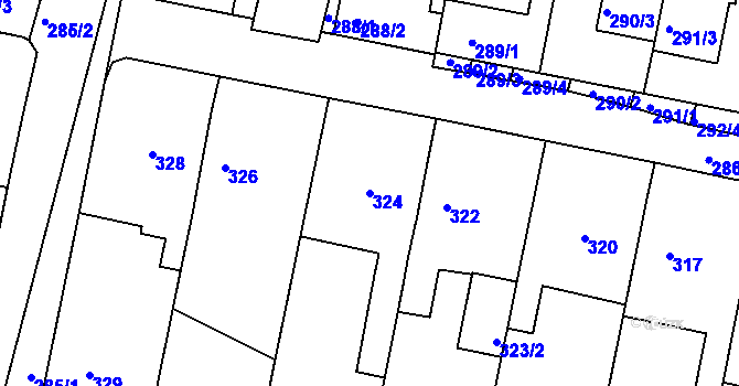 Parcela st. 324 v KÚ Střelice u Brna, Katastrální mapa