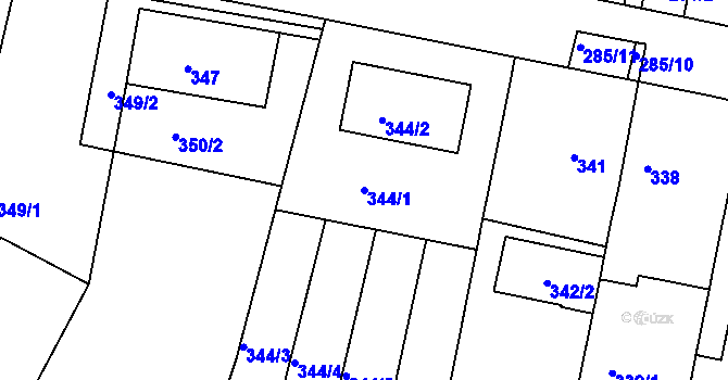 Parcela st. 344/1 v KÚ Střelice u Brna, Katastrální mapa