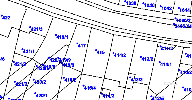 Parcela st. 415 v KÚ Střelice u Brna, Katastrální mapa