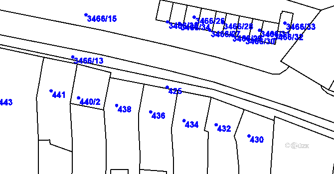 Parcela st. 425 v KÚ Střelice u Brna, Katastrální mapa