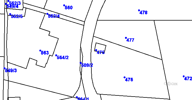 Parcela st. 475 v KÚ Střelice u Brna, Katastrální mapa