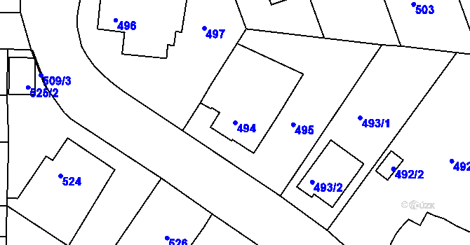 Parcela st. 494 v KÚ Střelice u Brna, Katastrální mapa