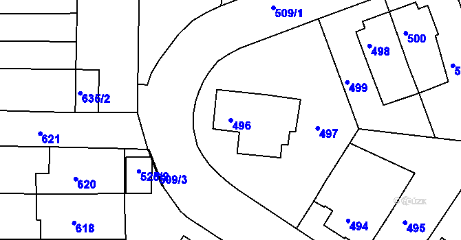 Parcela st. 496 v KÚ Střelice u Brna, Katastrální mapa