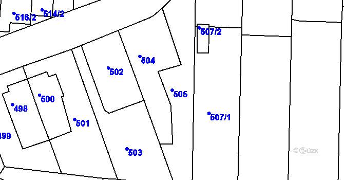 Parcela st. 505 v KÚ Střelice u Brna, Katastrální mapa