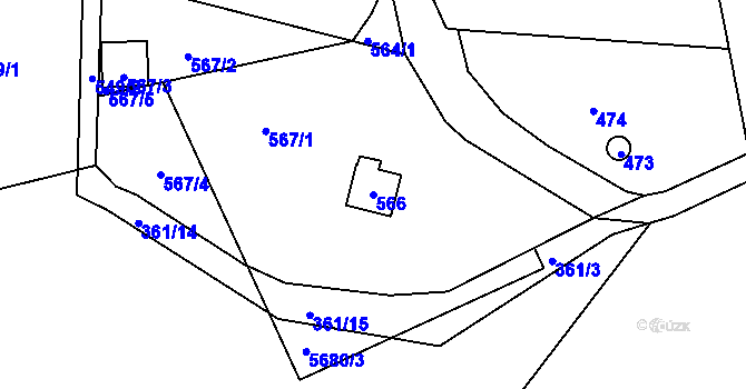 Parcela st. 566 v KÚ Střelice u Brna, Katastrální mapa