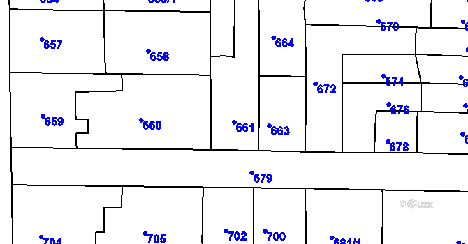 Parcela st. 661 v KÚ Střelice u Brna, Katastrální mapa