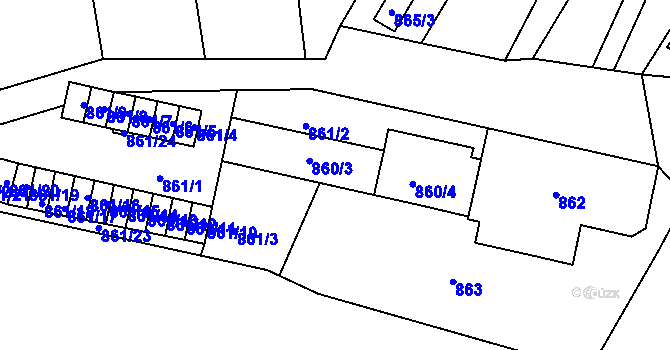 Parcela st. 860 v KÚ Střelice u Brna, Katastrální mapa