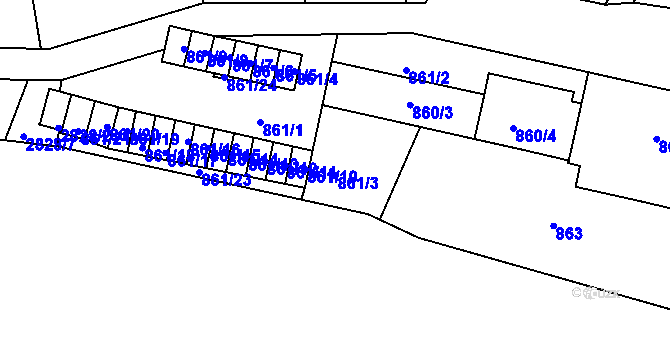 Parcela st. 861/3 v KÚ Střelice u Brna, Katastrální mapa