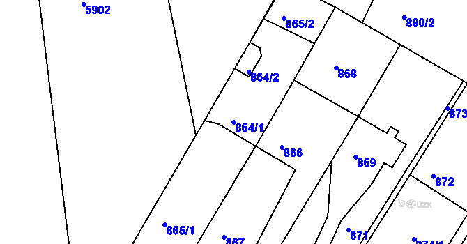 Parcela st. 864/1 v KÚ Střelice u Brna, Katastrální mapa