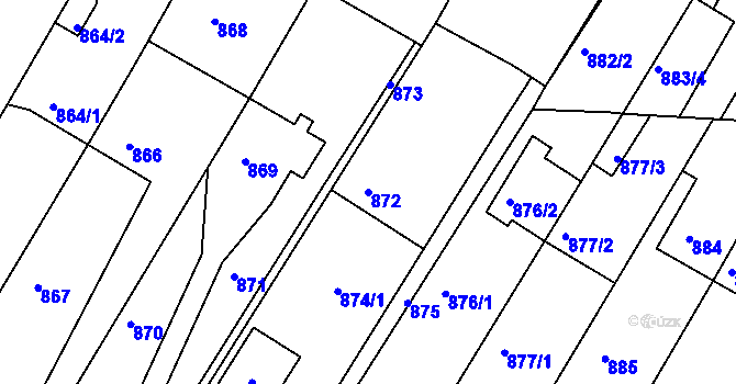 Parcela st. 872 v KÚ Střelice u Brna, Katastrální mapa