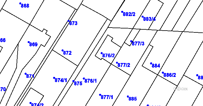 Parcela st. 876/2 v KÚ Střelice u Brna, Katastrální mapa