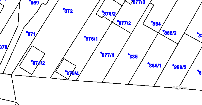 Parcela st. 877/1 v KÚ Střelice u Brna, Katastrální mapa