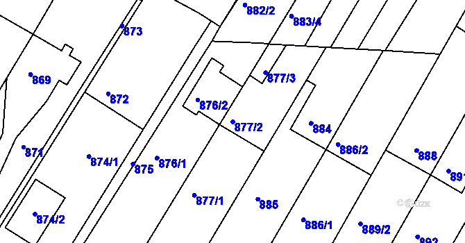 Parcela st. 877/2 v KÚ Střelice u Brna, Katastrální mapa