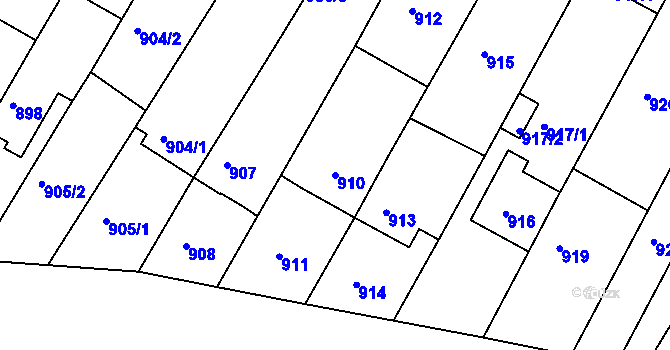 Parcela st. 910 v KÚ Střelice u Brna, Katastrální mapa