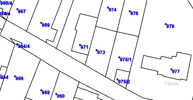 Parcela st. 973 v KÚ Střelice u Brna, Katastrální mapa