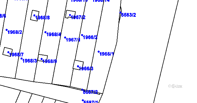 Parcela st. 1966/1 v KÚ Střelice u Brna, Katastrální mapa