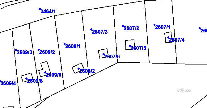 Parcela st. 2607/6 v KÚ Střelice u Brna, Katastrální mapa