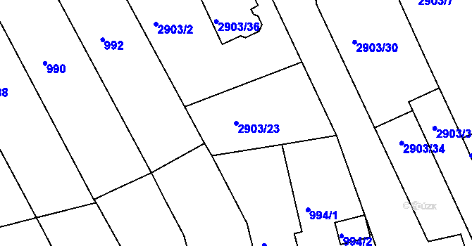 Parcela st. 2903/23 v KÚ Střelice u Brna, Katastrální mapa