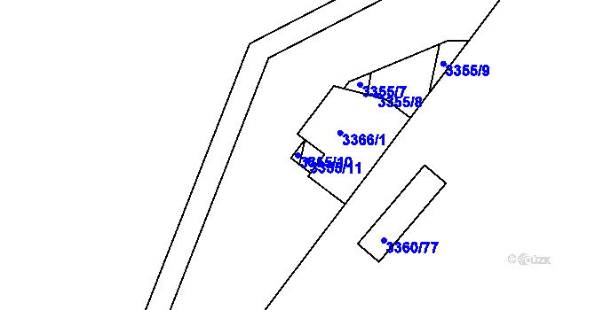 Parcela st. 3355/10 v KÚ Střelice u Brna, Katastrální mapa