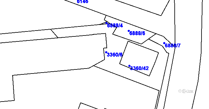 Parcela st. 3360/26 v KÚ Střelice u Brna, Katastrální mapa