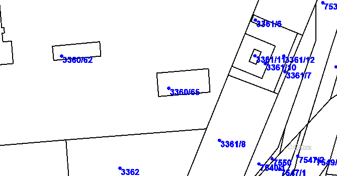 Parcela st. 3360/65 v KÚ Střelice u Brna, Katastrální mapa