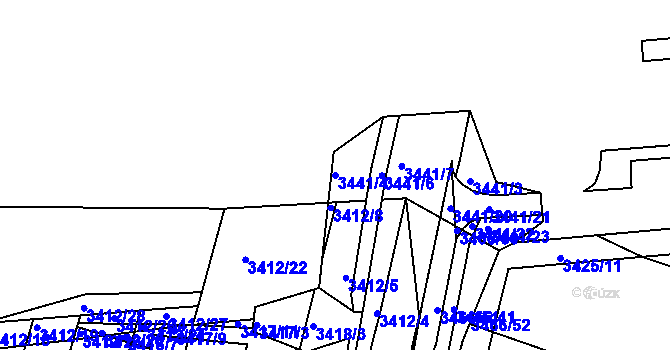 Parcela st. 3441/4 v KÚ Střelice u Brna, Katastrální mapa