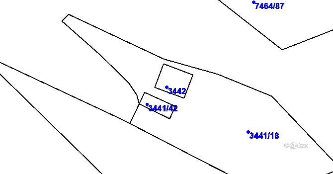 Parcela st. 3442 v KÚ Střelice u Brna, Katastrální mapa