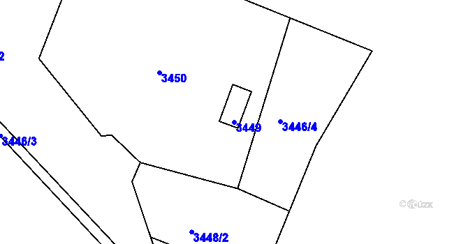 Parcela st. 3449 v KÚ Střelice u Brna, Katastrální mapa