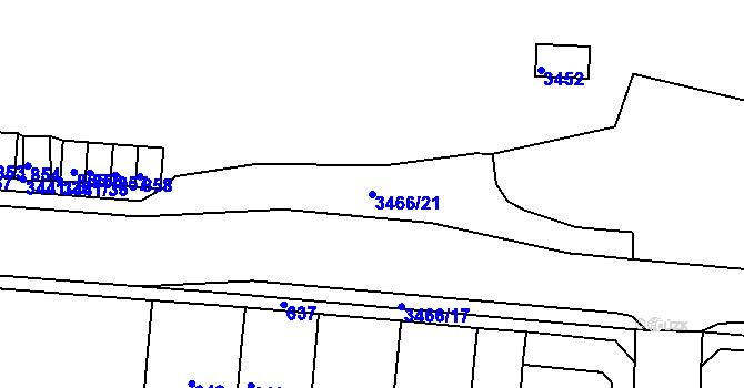 Parcela st. 3466/21 v KÚ Střelice u Brna, Katastrální mapa