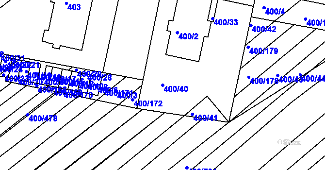 Parcela st. 400/40 v KÚ Střelice u Brna, Katastrální mapa