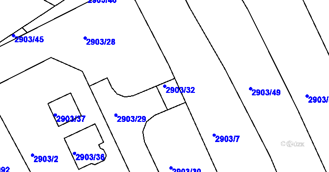 Parcela st. 2903/32 v KÚ Střelice u Brna, Katastrální mapa