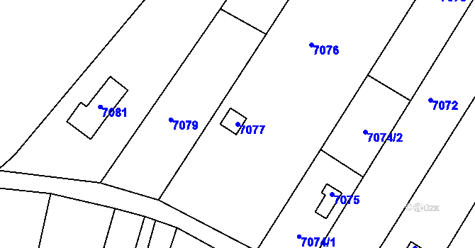 Parcela st. 7077 v KÚ Střelice u Brna, Katastrální mapa