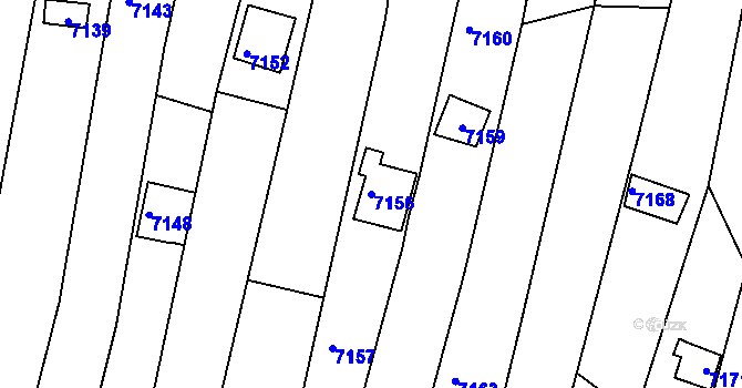 Parcela st. 7156 v KÚ Střelice u Brna, Katastrální mapa
