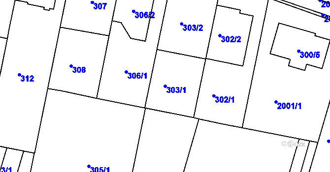 Parcela st. 303/1 v KÚ Střelice u Brna, Katastrální mapa