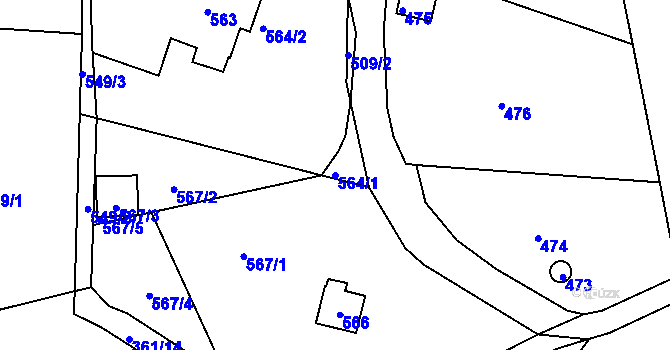 Parcela st. 564/1 v KÚ Střelice u Brna, Katastrální mapa