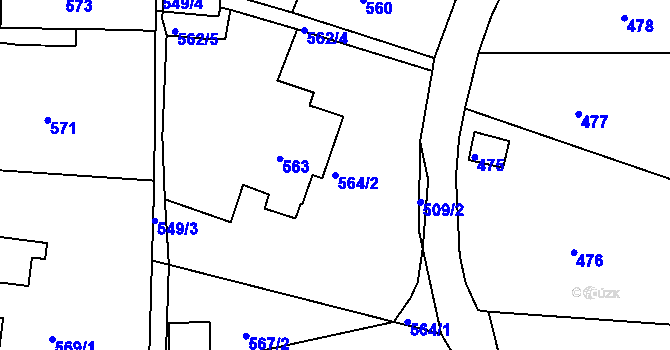 Parcela st. 564/2 v KÚ Střelice u Brna, Katastrální mapa