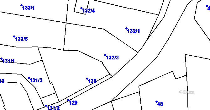 Parcela st. 132/3 v KÚ Střelice u Brna, Katastrální mapa