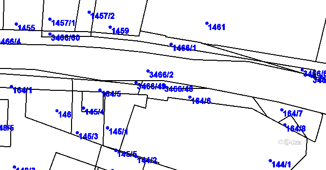 Parcela st. 3466/48 v KÚ Střelice u Brna, Katastrální mapa