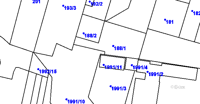 Parcela st. 188/5 v KÚ Střelice u Brna, Katastrální mapa