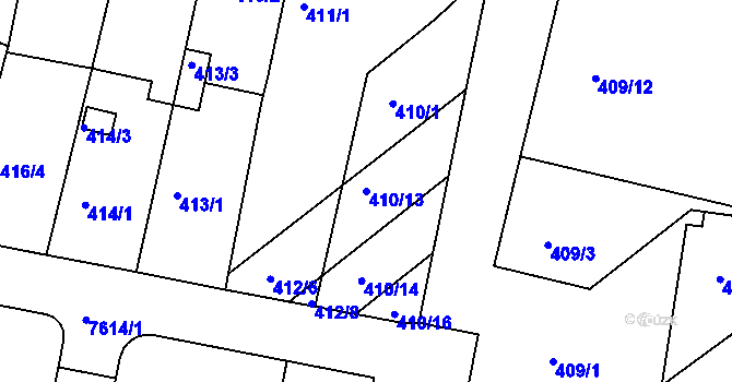 Parcela st. 410/13 v KÚ Střelice u Brna, Katastrální mapa