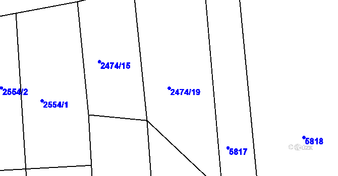 Parcela st. 2474/19 v KÚ Střelice u Brna, Katastrální mapa