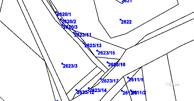 Parcela st. 2623/15 v KÚ Střelice u Brna, Katastrální mapa