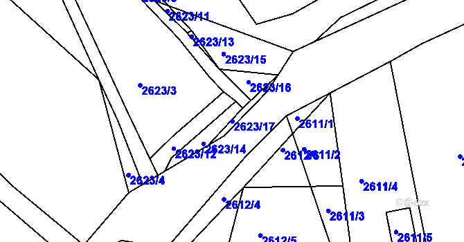 Parcela st. 2623/17 v KÚ Střelice u Brna, Katastrální mapa