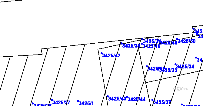 Parcela st. 3425/42 v KÚ Střelice u Brna, Katastrální mapa
